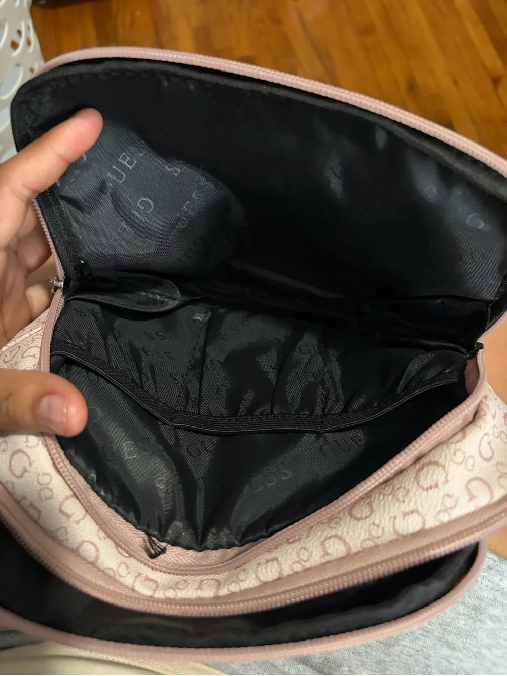 GUESS Blush Pink Monogram Cosmetic Case
